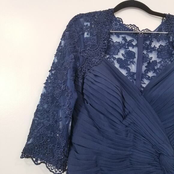 La Femme Rhinestones Beaded Lace Long Evening Gown - Picture 5 of 11